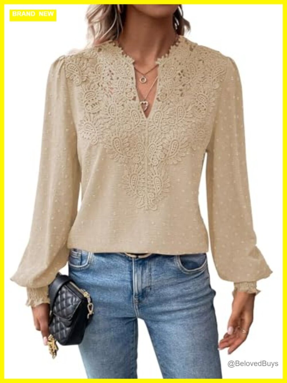 Long Sleeve Boho Lace Floral V-Neck Top Flow